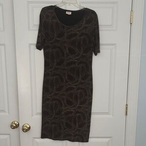 LuLaRoe Black and Brown Patterned Midi Dress